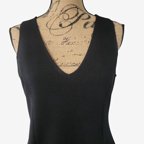 Forever 21 Black Sleeveless Ribbed Textured V-Neck Fit & Flare Dress-L - Picture 7 of 8